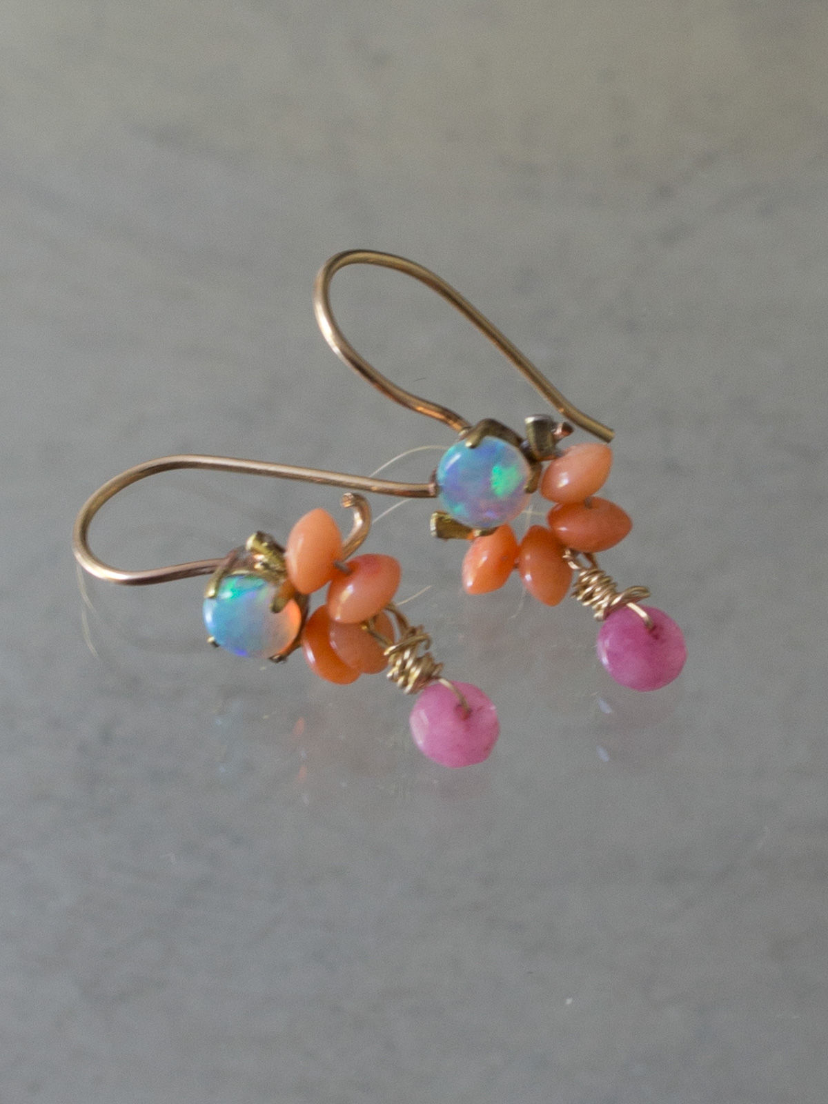 earrings Dancer coral and opal